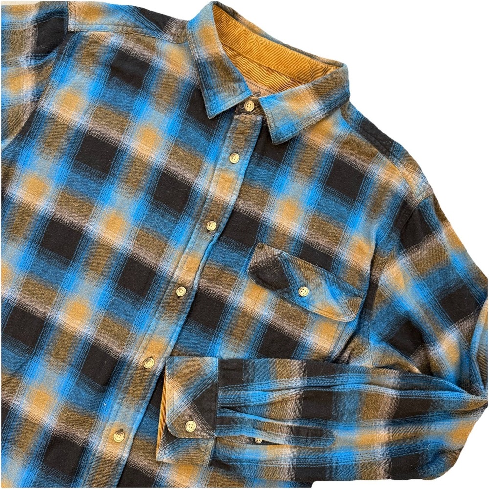 Legendary Whitetails Flannel Shirt Mens‎ XLT Blue Plaid 100% Cotton Pocket